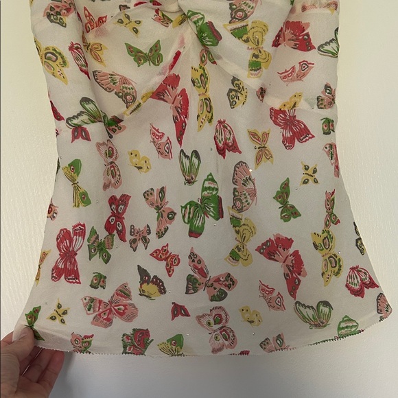 Idlentity by Lord & Taylor Multicolor Butterfly Camisole Y2K 100% Silk Rainbow - Picture 6 of 13